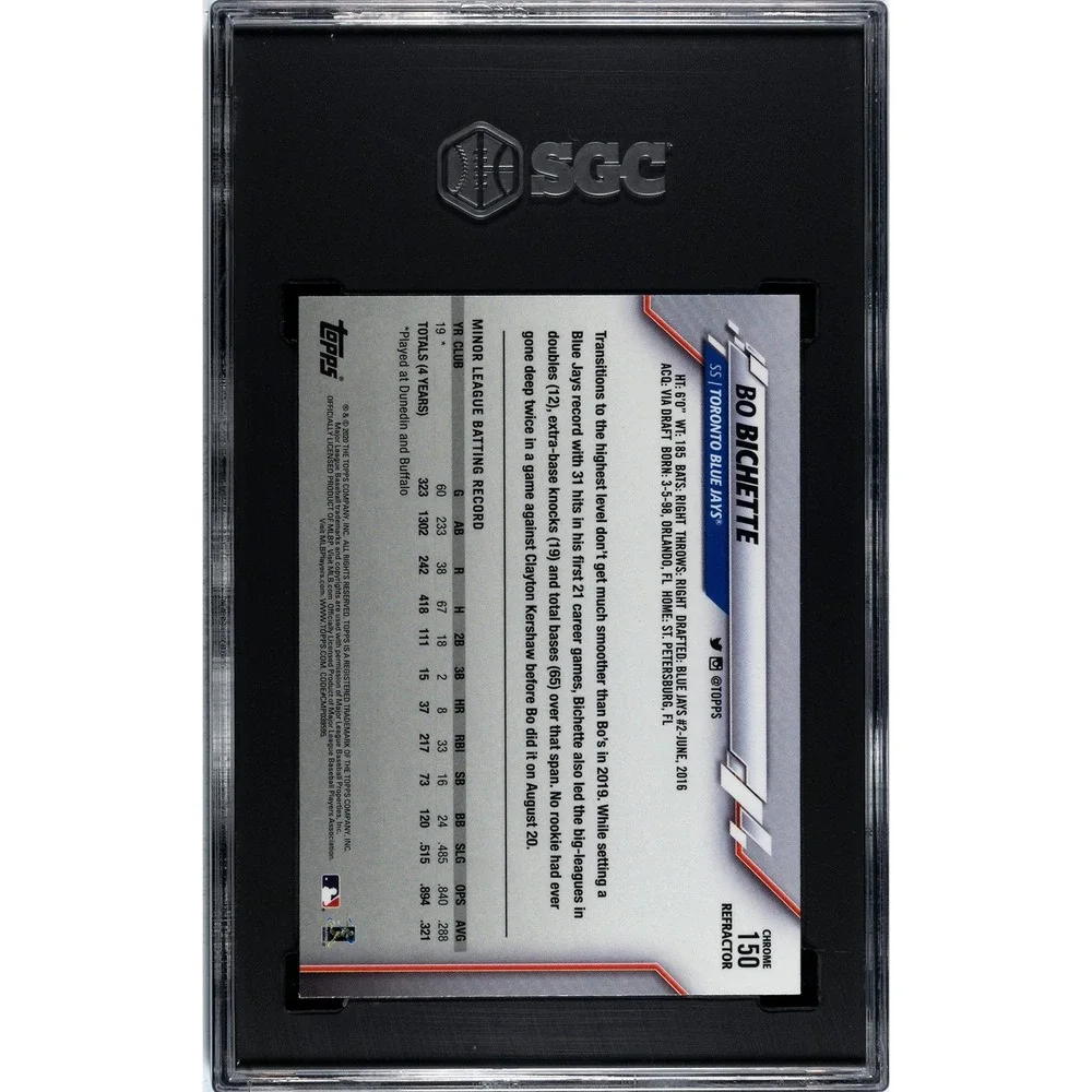 2020 Topps Chrome - Refractor Bo Bichette (RC)  SGC 10 GEM