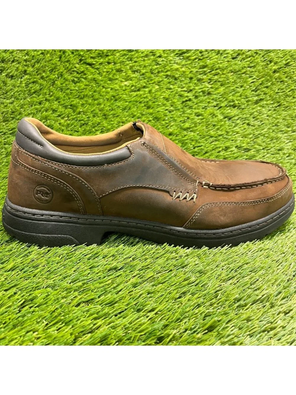 Timberland PRO Branston Mens Size 12 Brown Alloy Toe Safety Slip-On Work Shoes