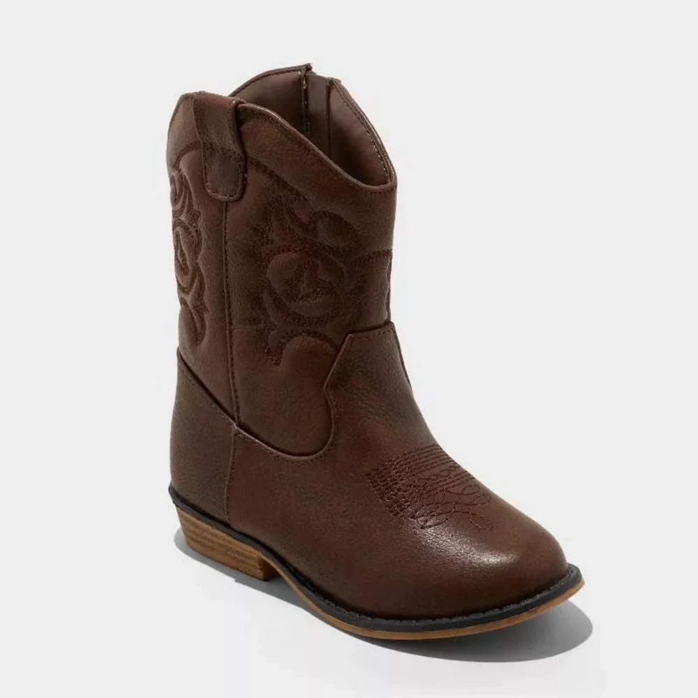 Toddler Girl Memphis Western Boots by Cat & Jack Cognac Size 6 New With Tags