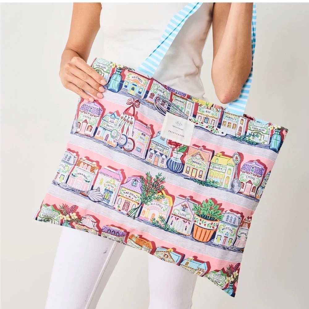 NWT Lenox Spice Village x Printfresh On-the-Go Tote - Pink Kitchen