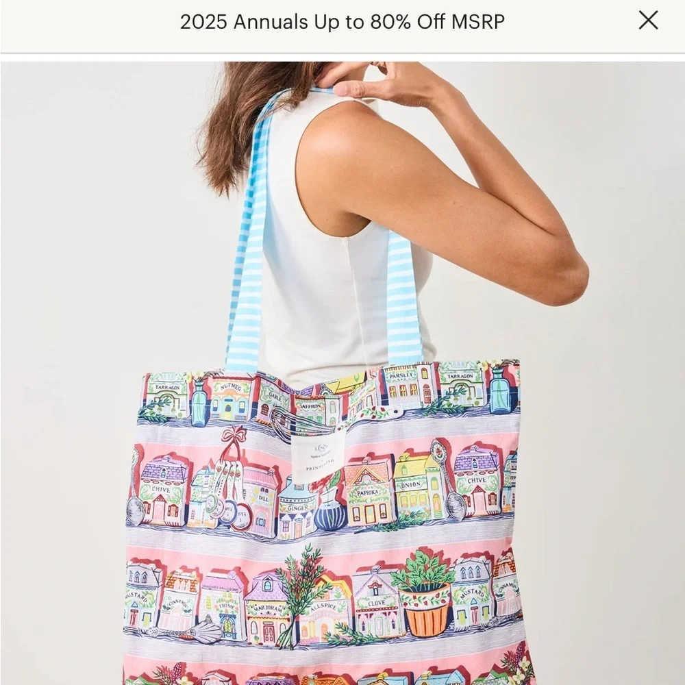 NWT Lenox Spice Village x Printfresh On-the-Go Tote - Pink Kitchen