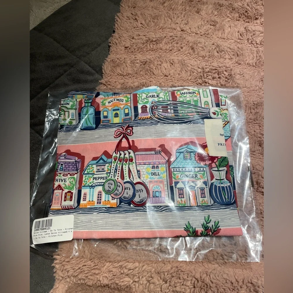 NWT Lenox Spice Village x Printfresh On-the-Go Tote - Pink Kitchen