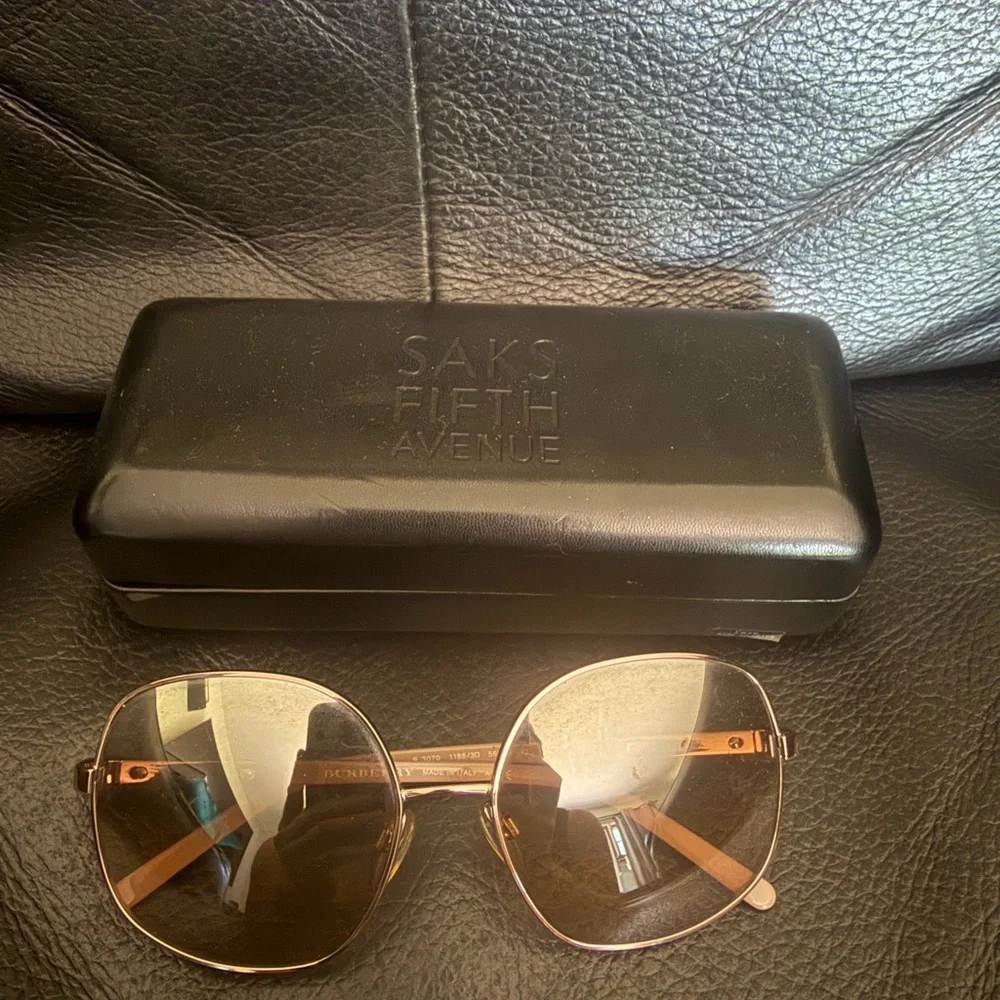 Burberry Rose Gold Metal Frame Sunglasses with Brown Lenses