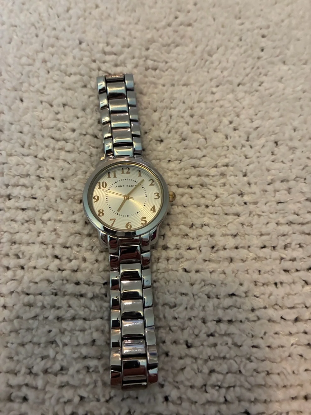 LAST DAY Anne Klein Silver Tone Women's Bracelet Watch with Champagne Dial