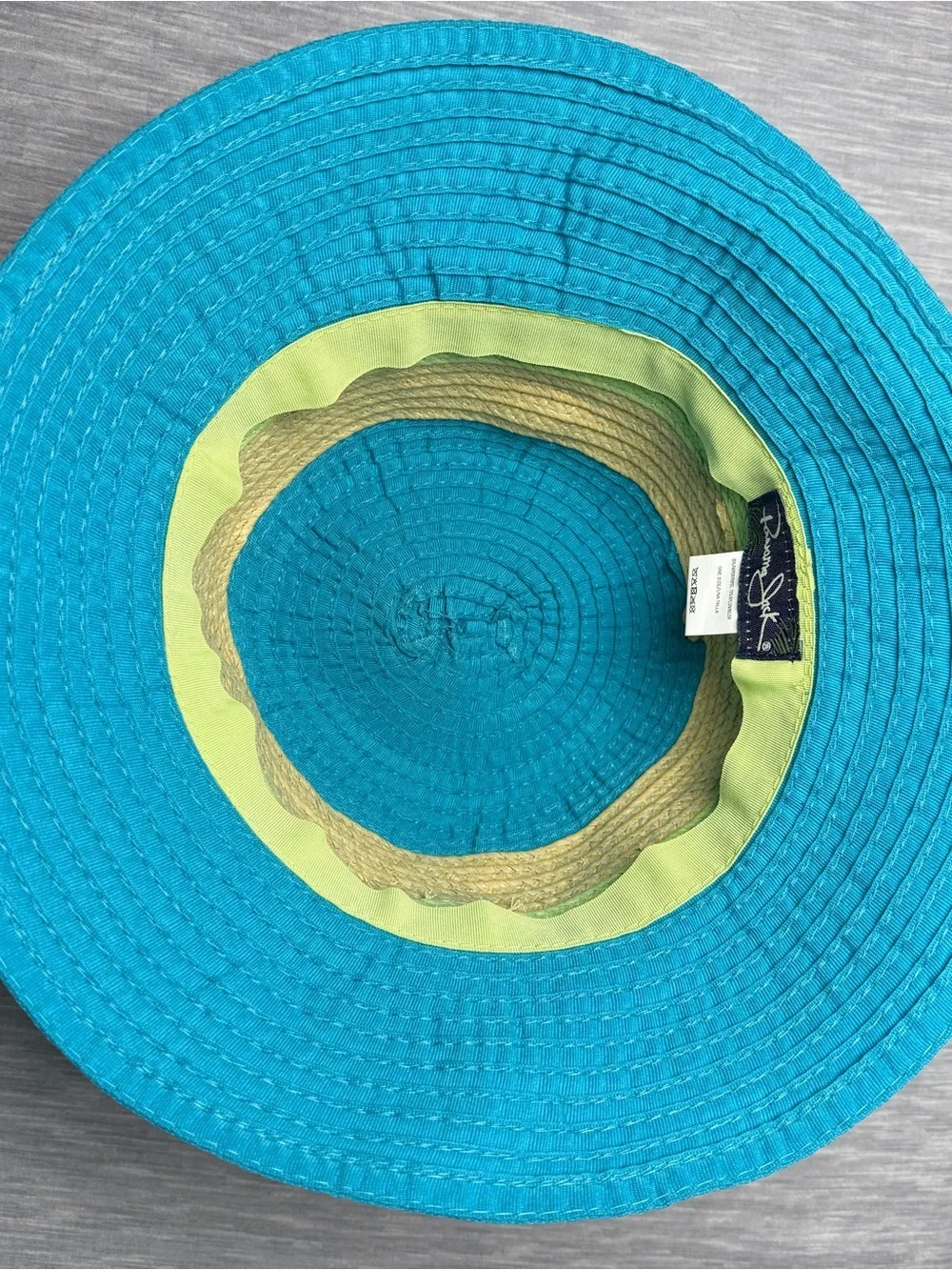 Panama Jack Turquoise Blue Green Striped Sun Hat Beach Vacation Summer One Size