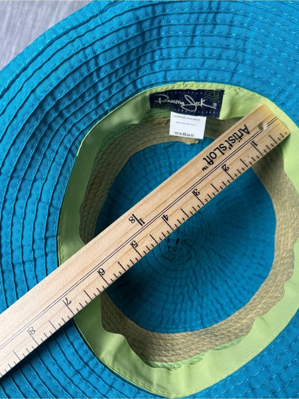 Panama Jack Turquoise Blue Green Striped Sun Hat Beach Vacation Summer One Size