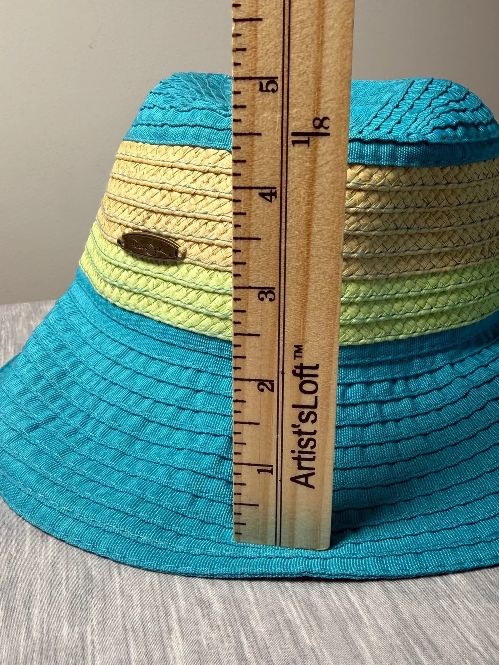 Panama Jack Turquoise Blue Green Striped Sun Hat Beach Vacation Summer One Size