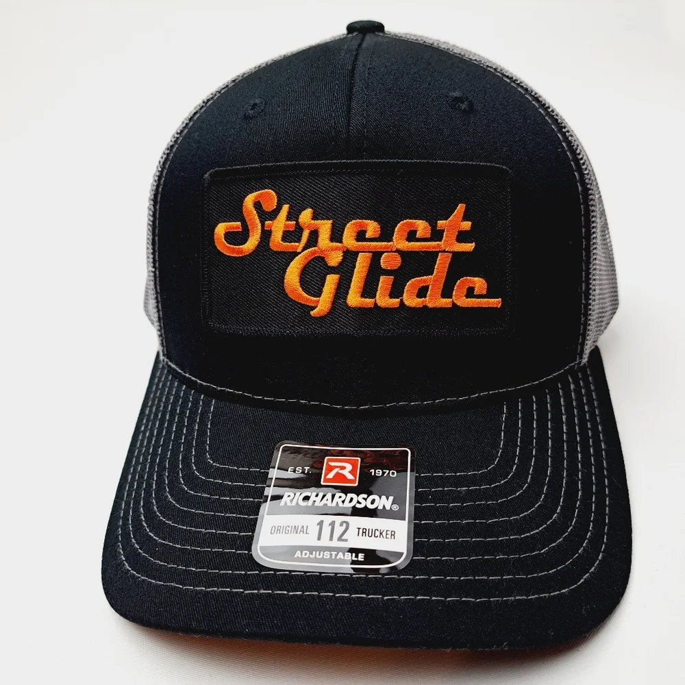Street Glide Harley Richardson 112 Trucker Embroidered Patch Mesh Snapback…
