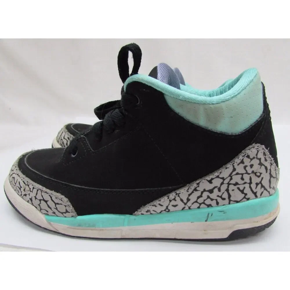 Nike Air Jordan 3 III Retro GP 441141-045 Black / Iron Purple / Turquoise Sz 3y