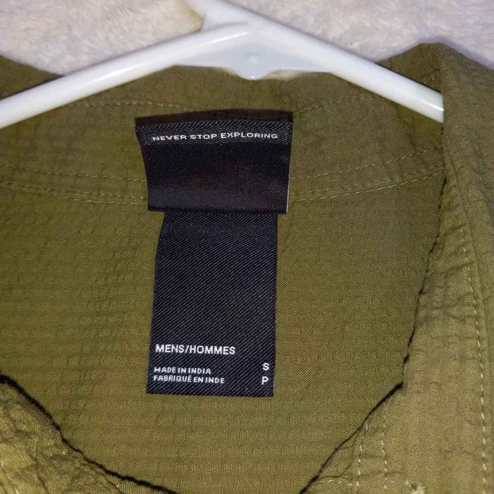 The North Face Shirt Men S Green Short Sleeve Button Collar Cotton pockets