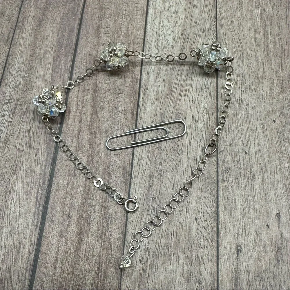 Sterling‎ Silver Crystal Ball Bracelet B4