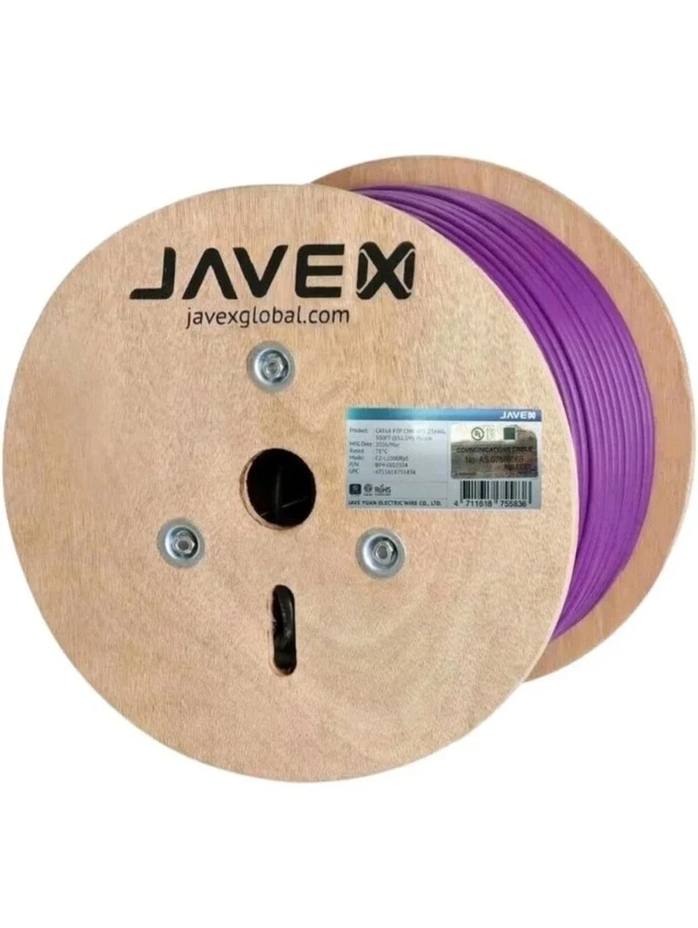 CAT 6A Riser CMR Ethernet Cable 500FT Shielded FTP [UL Listed] Purple23AWG...