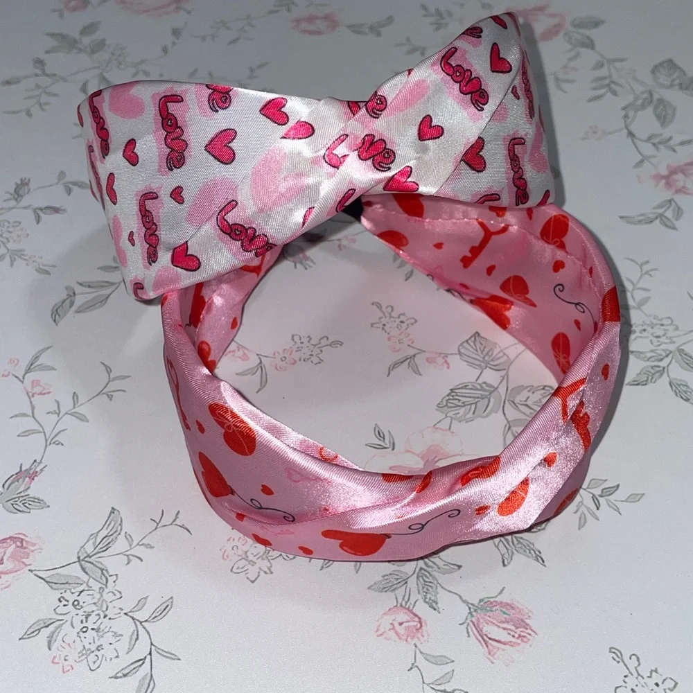 Heart Print Headbands - Pink and White NWOT