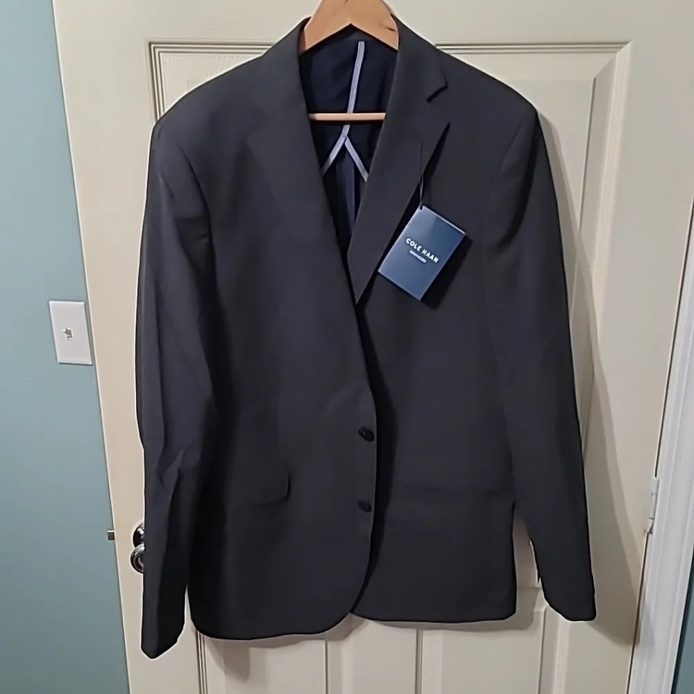Cole Haan Men's Wool Blend Slim‎ Fit Stretch Sports Coat Charcoal 44L NWT $495