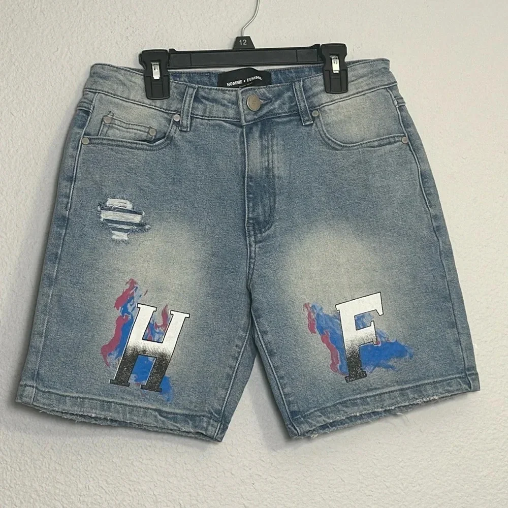 Homme + Femme Men's Distressed Jean Shorts Size‎ 30 NWT Summer Streetwear Urban
