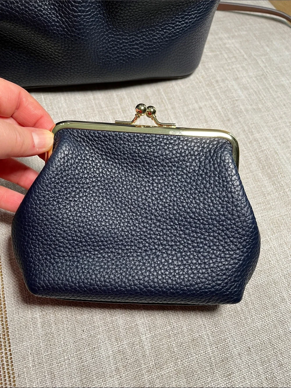 Dooney & Bourke Navy Leather  Mini Barlow with Kisslock Coin Purse