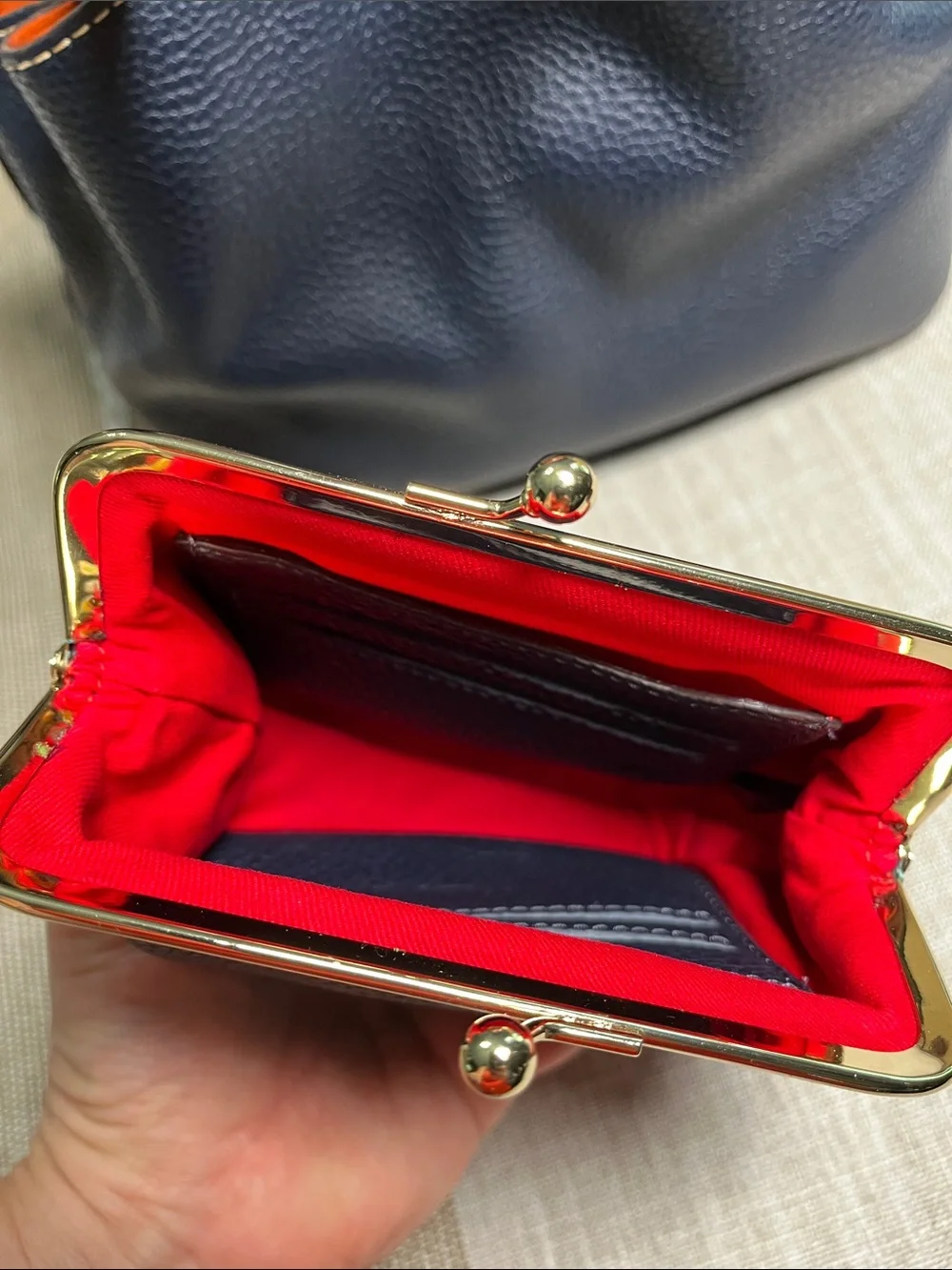 Dooney & Bourke Navy Leather  Mini Barlow with Kisslock Coin Purse