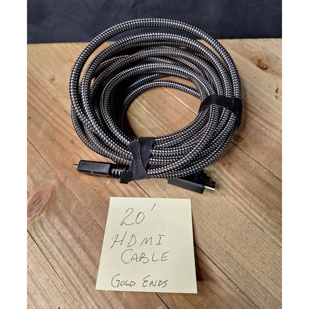 20‎ Ft Braided HDMI Cable Gold Plated High Speed Black Silver Pattern Cord