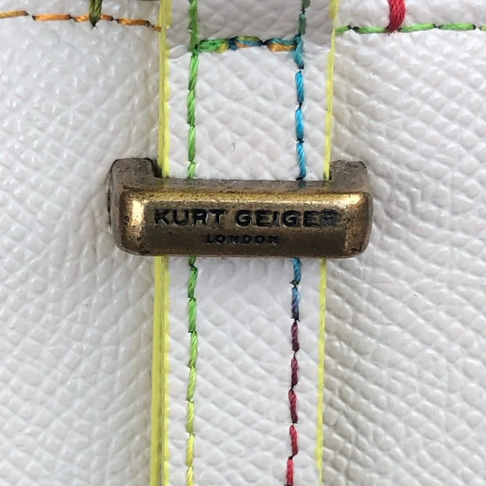 Kurt Geiger Cream Crossbody Bag with Blue and Yellow Straps