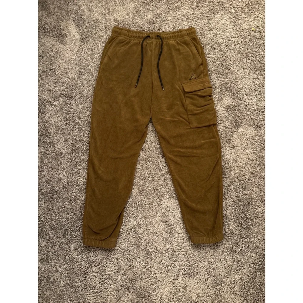 Jordan Essentials Winter Fleece Cargo Pants Mens Large Brown Olive Joggers L