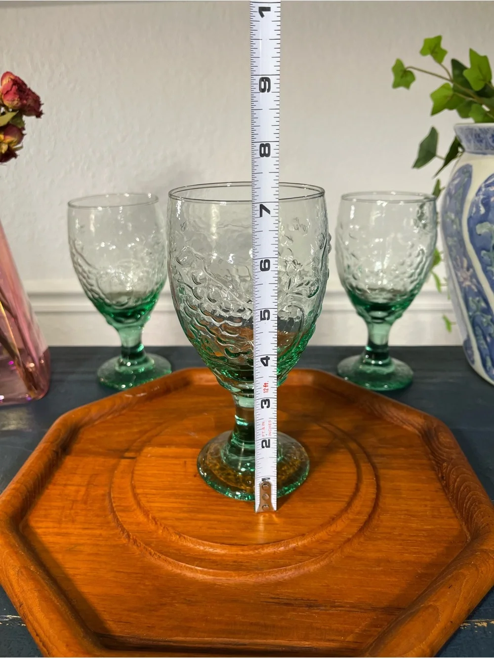 vintage Libbey Orchard Fruit Spanish green water goblet replacement set of 3