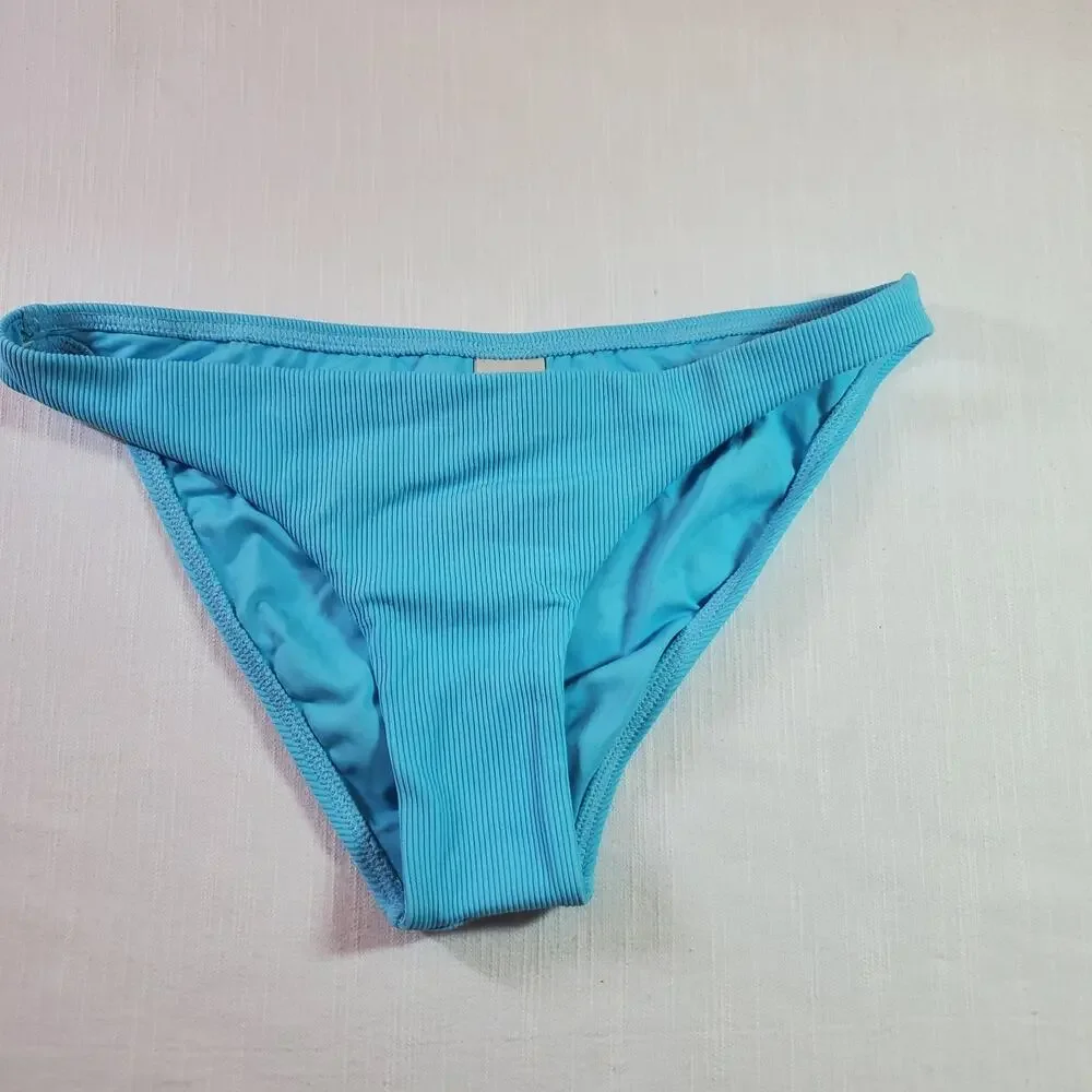L*Space Monica Wise Ribbed Bikini Bottom Bright Blue Swimsuit Size Small S