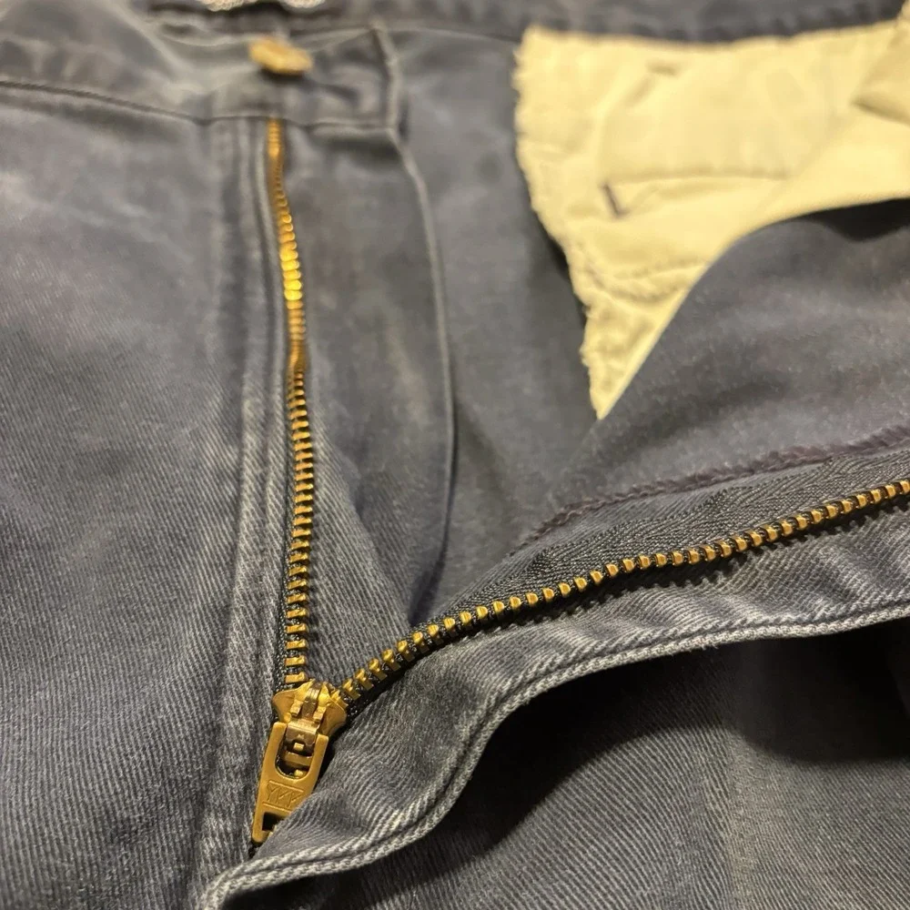 VTG Polo Ralph Lauren Andrew Pants Mens 35x32 Navy Blue Double-Pleated Made USA