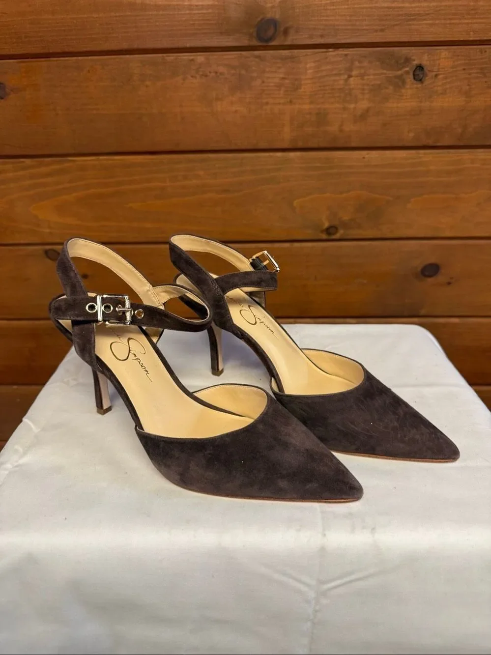 Jessica Simpson Miliny slingback pumps Brown Suede Sz 8 NWOB
