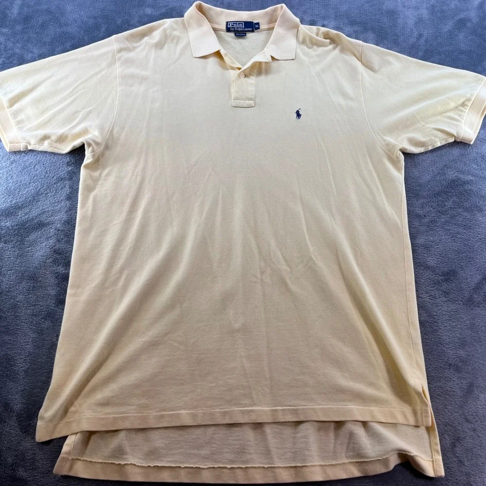 Polo Ralph Lauren Mens XL Yellow Cotton Pique Short Sleeve Pony Logo Polo Shirt