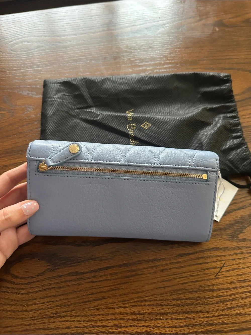 Vera Bradley Quilted Light Blue Leather Zip Wallet