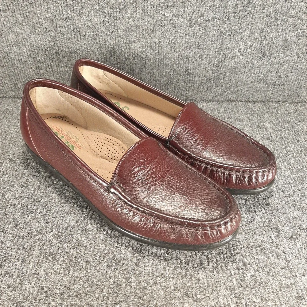 SAS Tripad Comfort Slip On Loafers Women's Size 8.5N Burgundy Pebble Grain