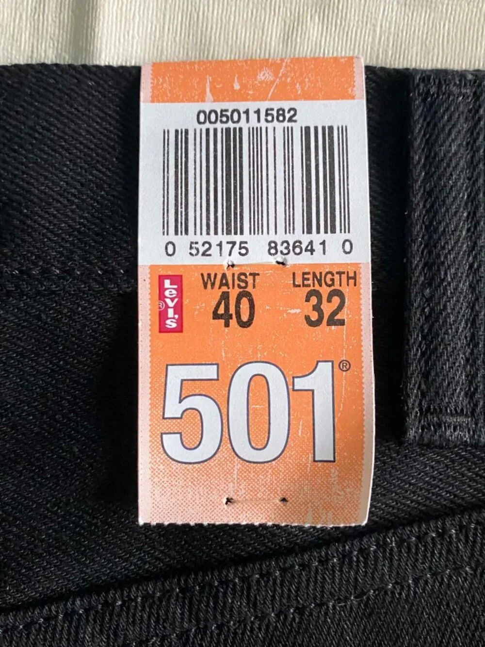 Levi's 501XX Original Shrink-To-Fit Black Jeans Men's 40x32 NWT