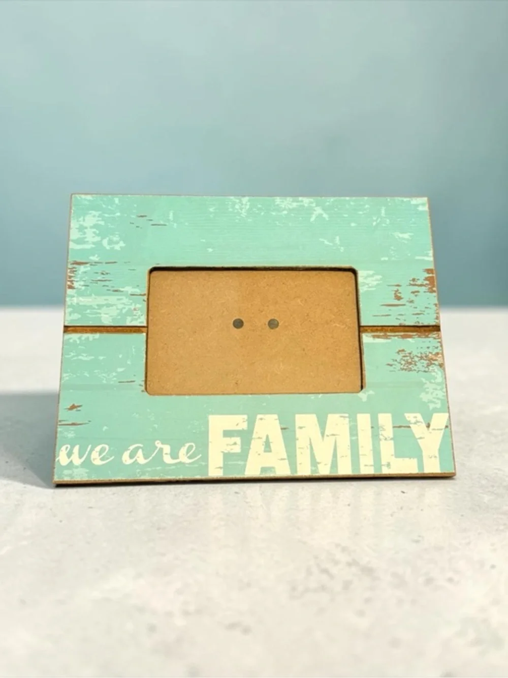 🫶🏻 We Are Family Distressed Turquoise Photo Frame
