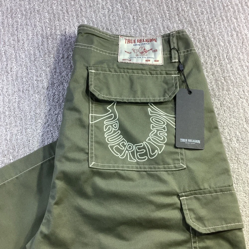 True Religion Mens Kalamata Green Cargo SN Pants HS Outline Size 36 x 32 NWT