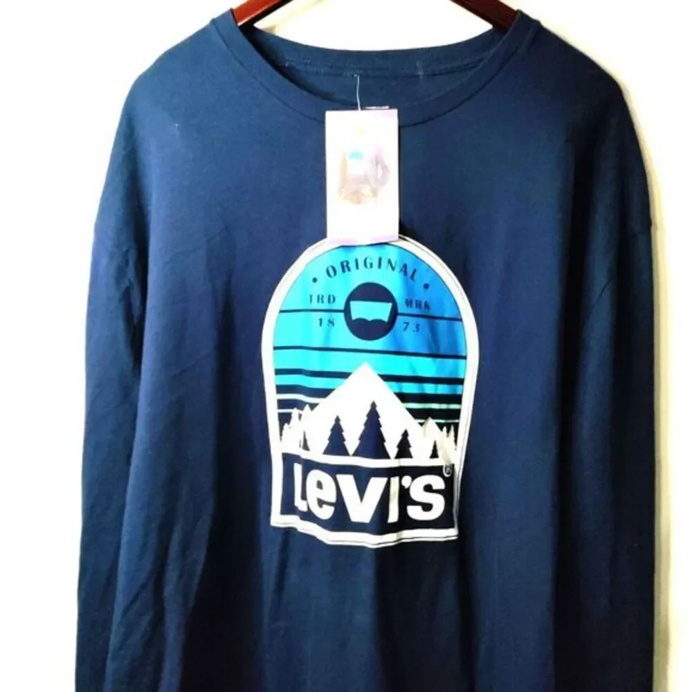 Levi Strauss Mountain Graphic Logo Long Sleeve Pullover Crewneck XXL-NWT Vintage