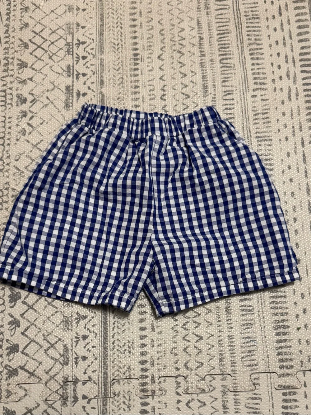 Kids Blue Gingham Elastic-Waist Shorts