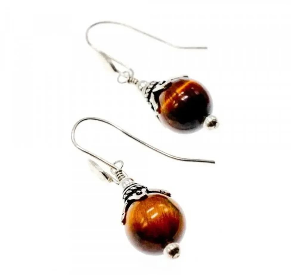 Vintage 925 Sterling Silver Agate Earrings