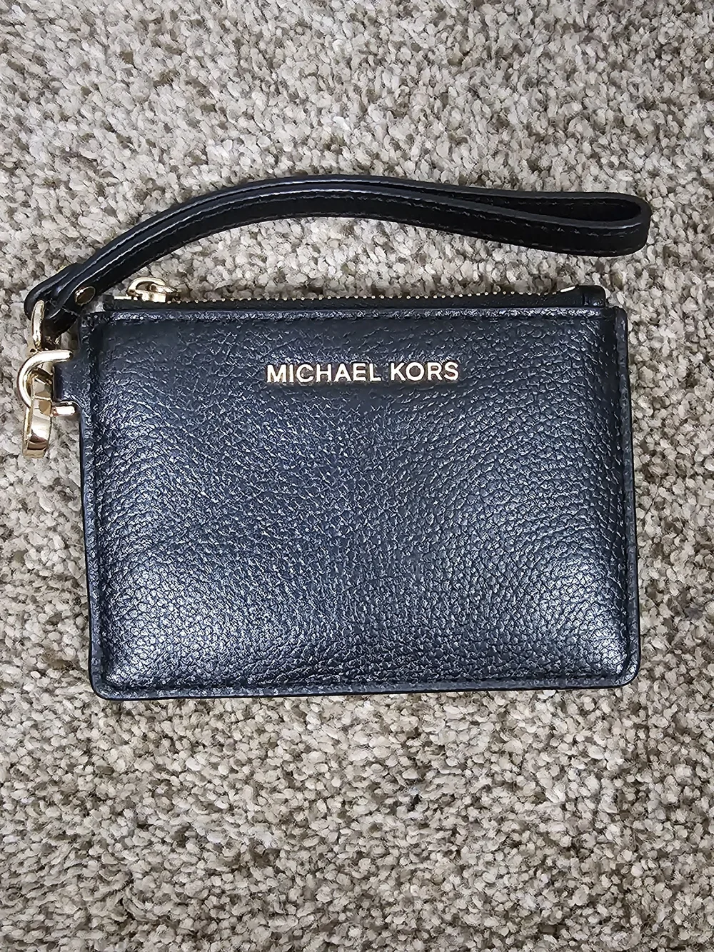MICHAEL KORS Black Leather Wristlet Card Case