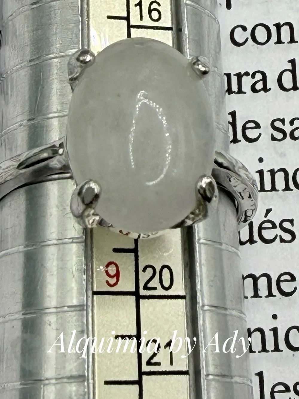 White Moonstone Oval Ring - Elegant Silver Setting