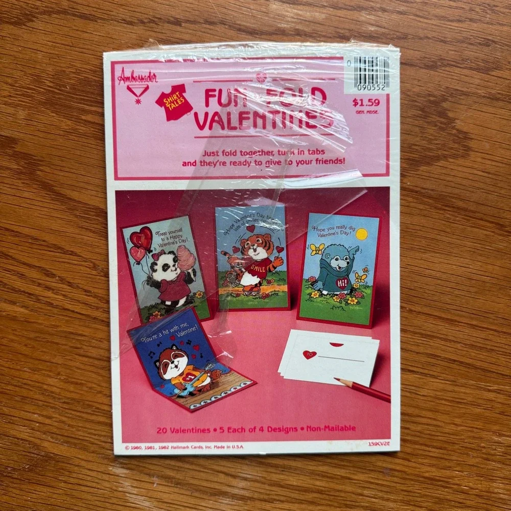 Vintage‎ 1982 Shirt Tales Fun Fold Valentines Ambassador Hallmark