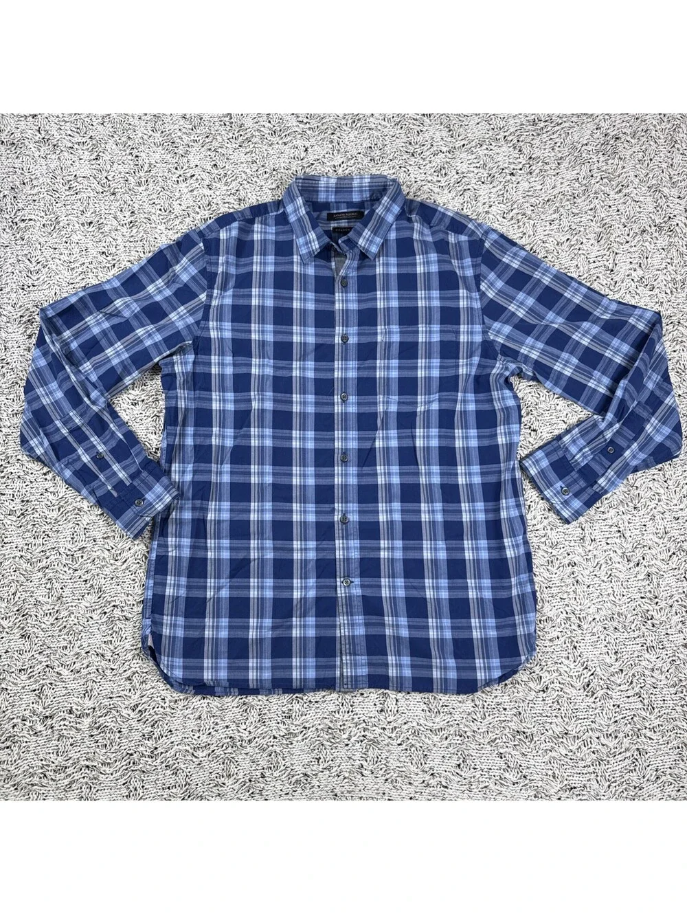 Banana Republic Camden Fit Men's L Woven Cotton Plaid Button-Down Shirt Blue