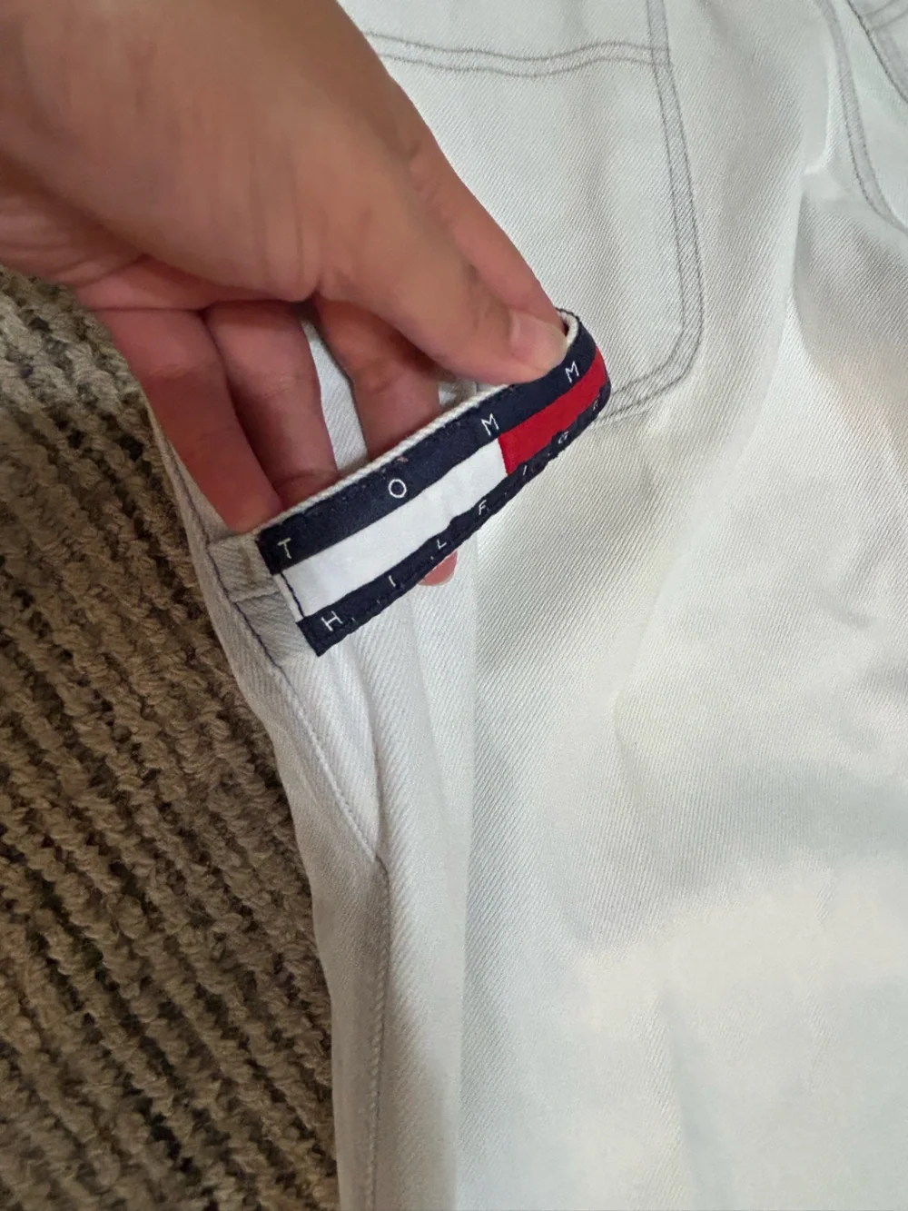 Tommy Hilfiger Men's White Relaxed Carpenter Jeans 90s 32/30 Retro Vintage