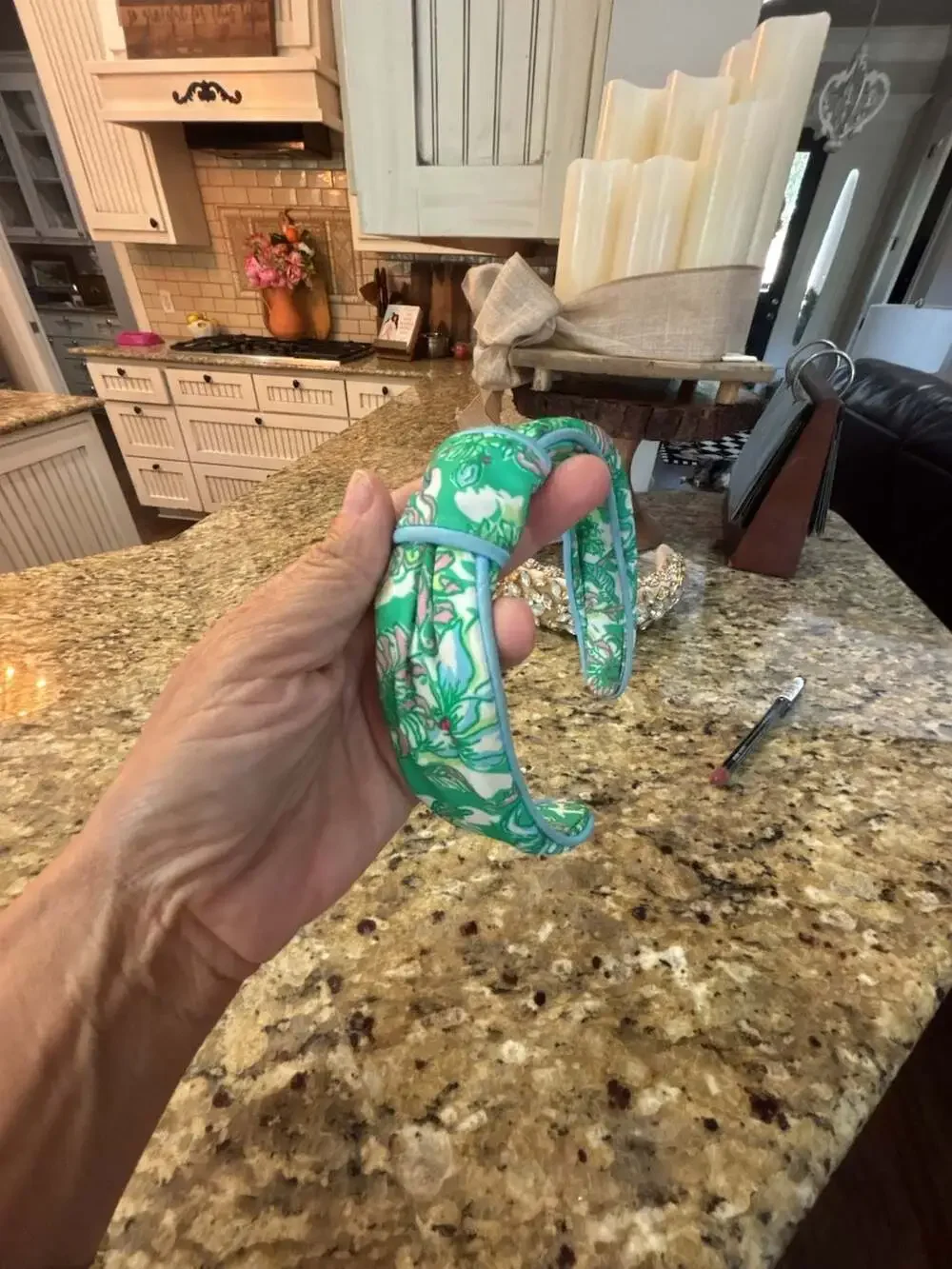 Lilly Pulitzer Low Knot Headband in Green Floral Print