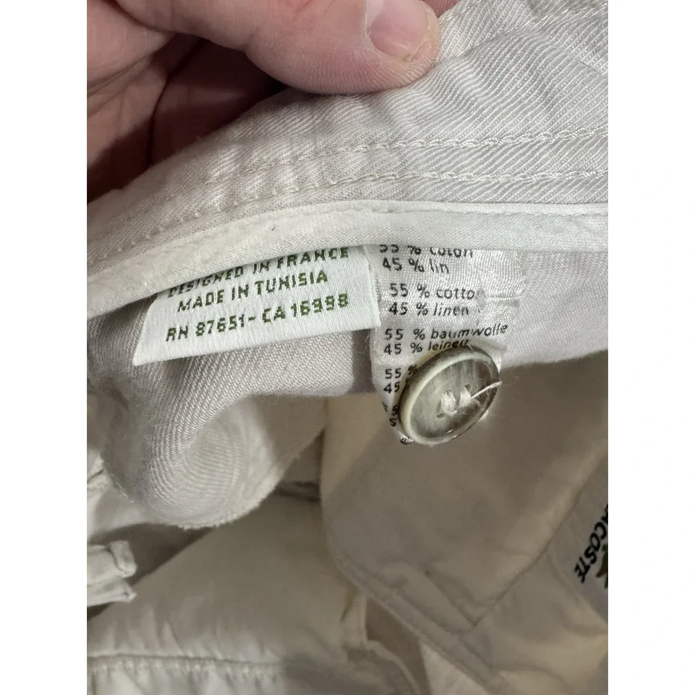 Lacoste Men's Khaki Chino Shorts Size Us 36 EU 46 Logo Vintage Fast Shipping