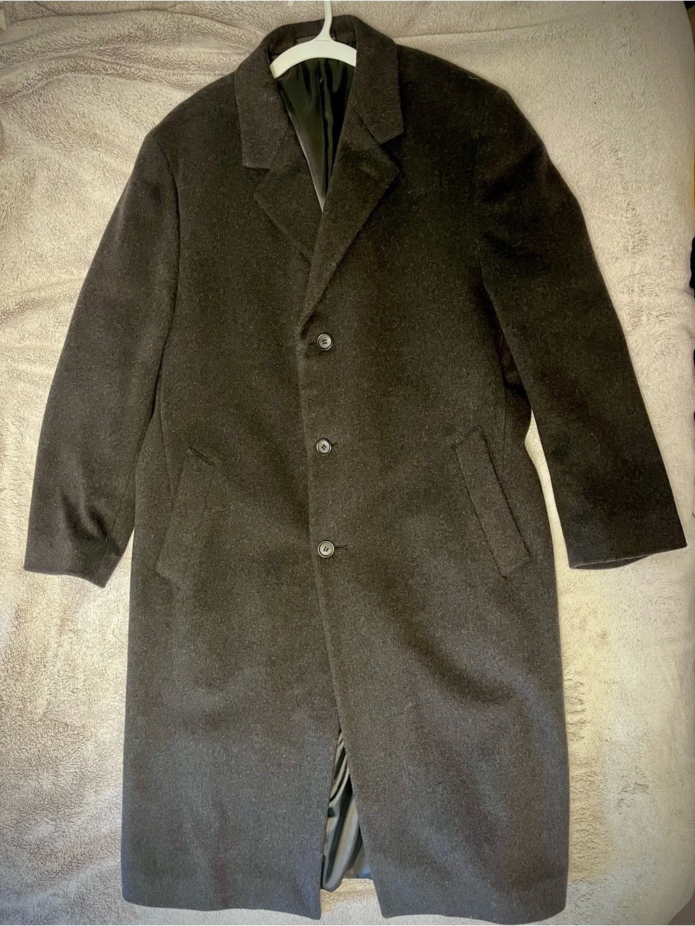 London Fog Men’s Black Wool Pea Coat - Classic Three-Button 44L