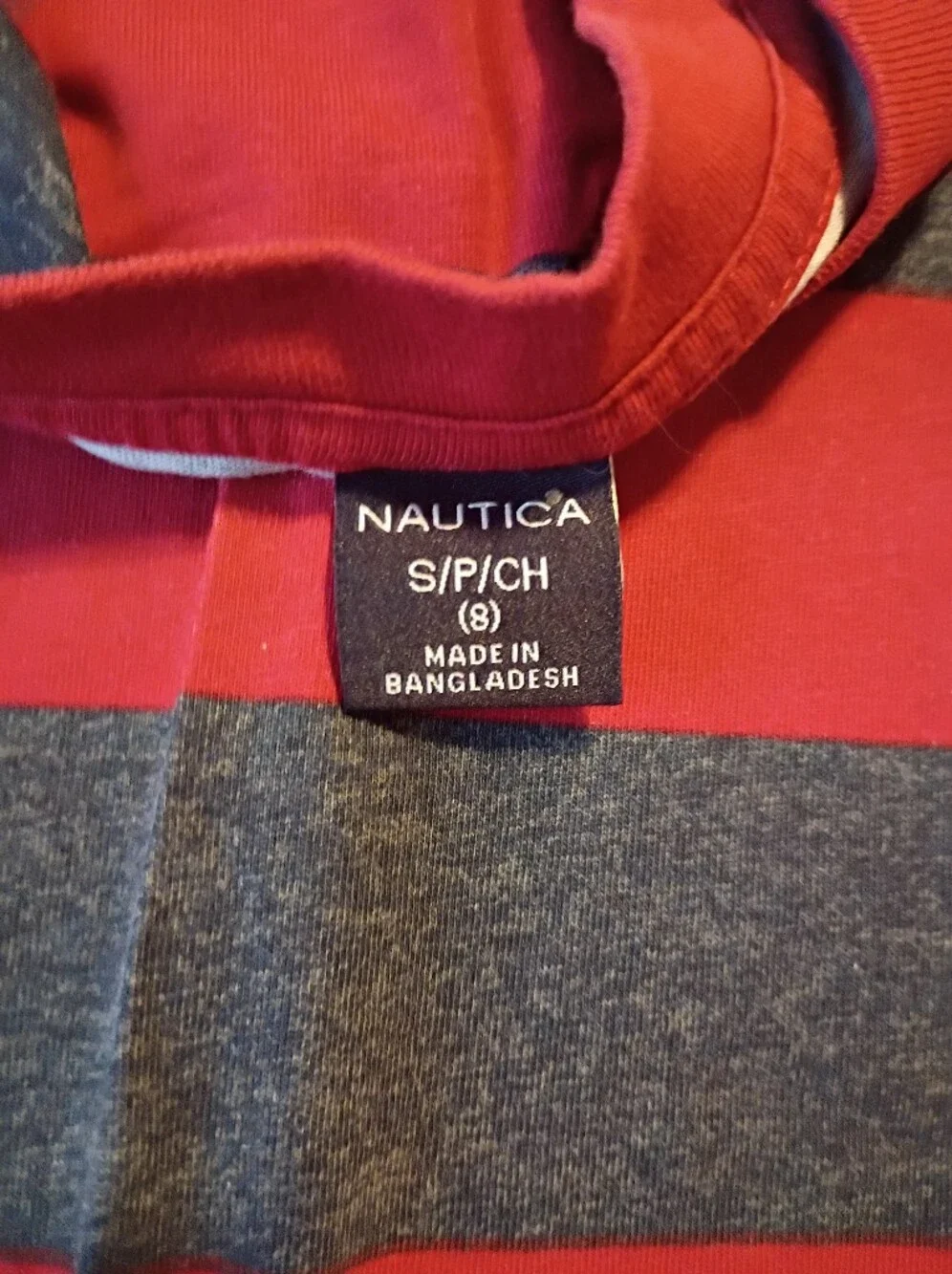 Nautica Red and Gray Wide-Stripe Shirt