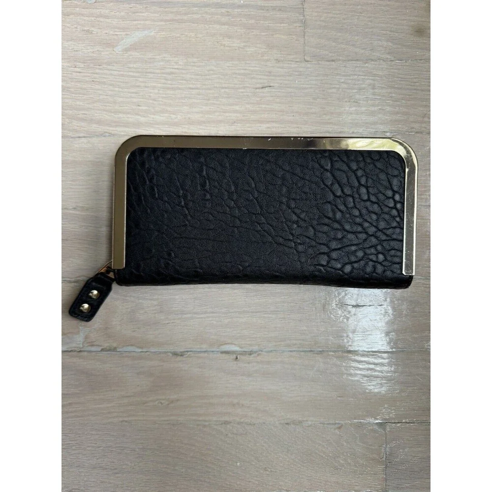 Urban Expressions Vegan Leather Wallet‎ Black/Gold Clutch Cruelty Free NWOT