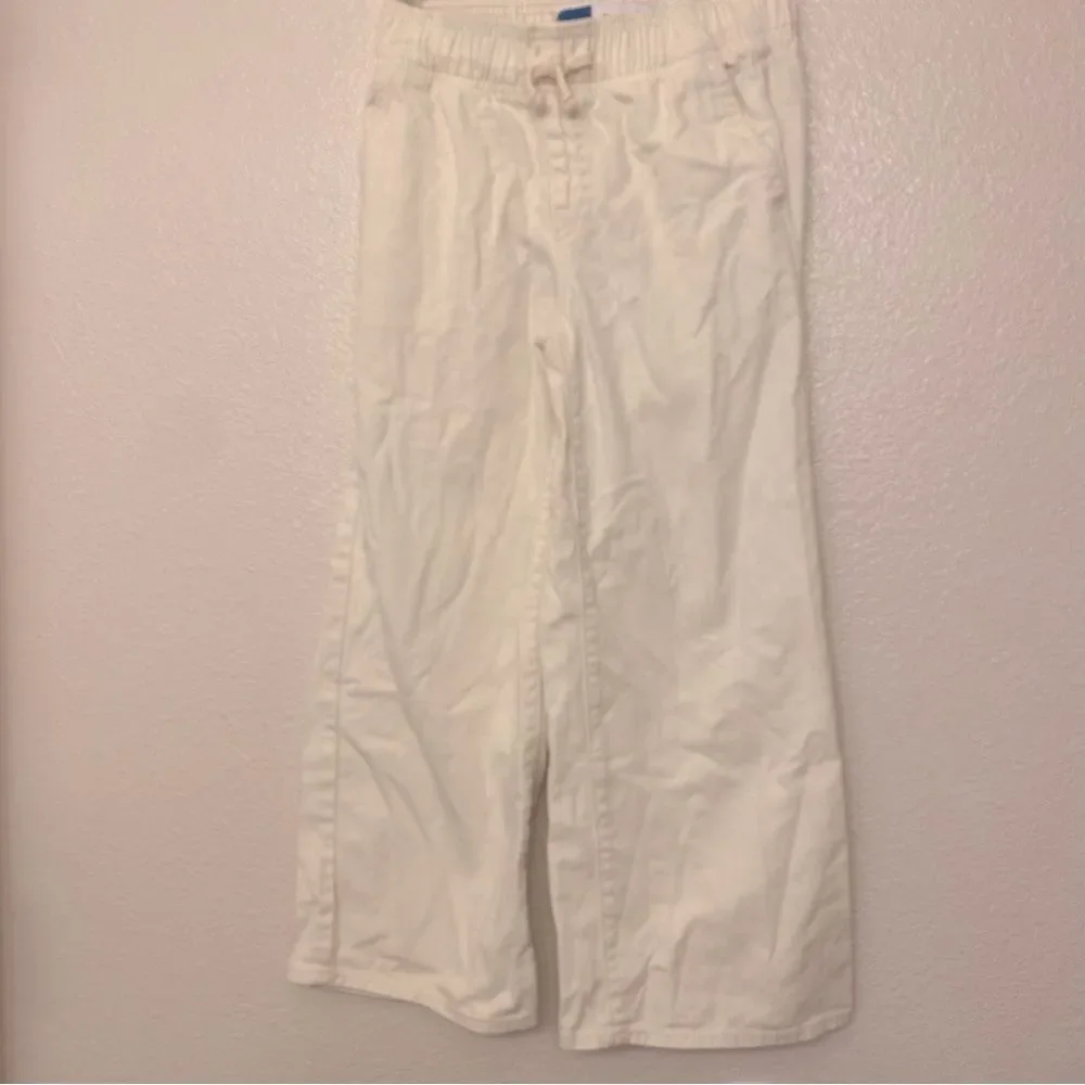 Old Navy high waisted baggy wide leg Pull-on white denim cotton jeans pants M 8