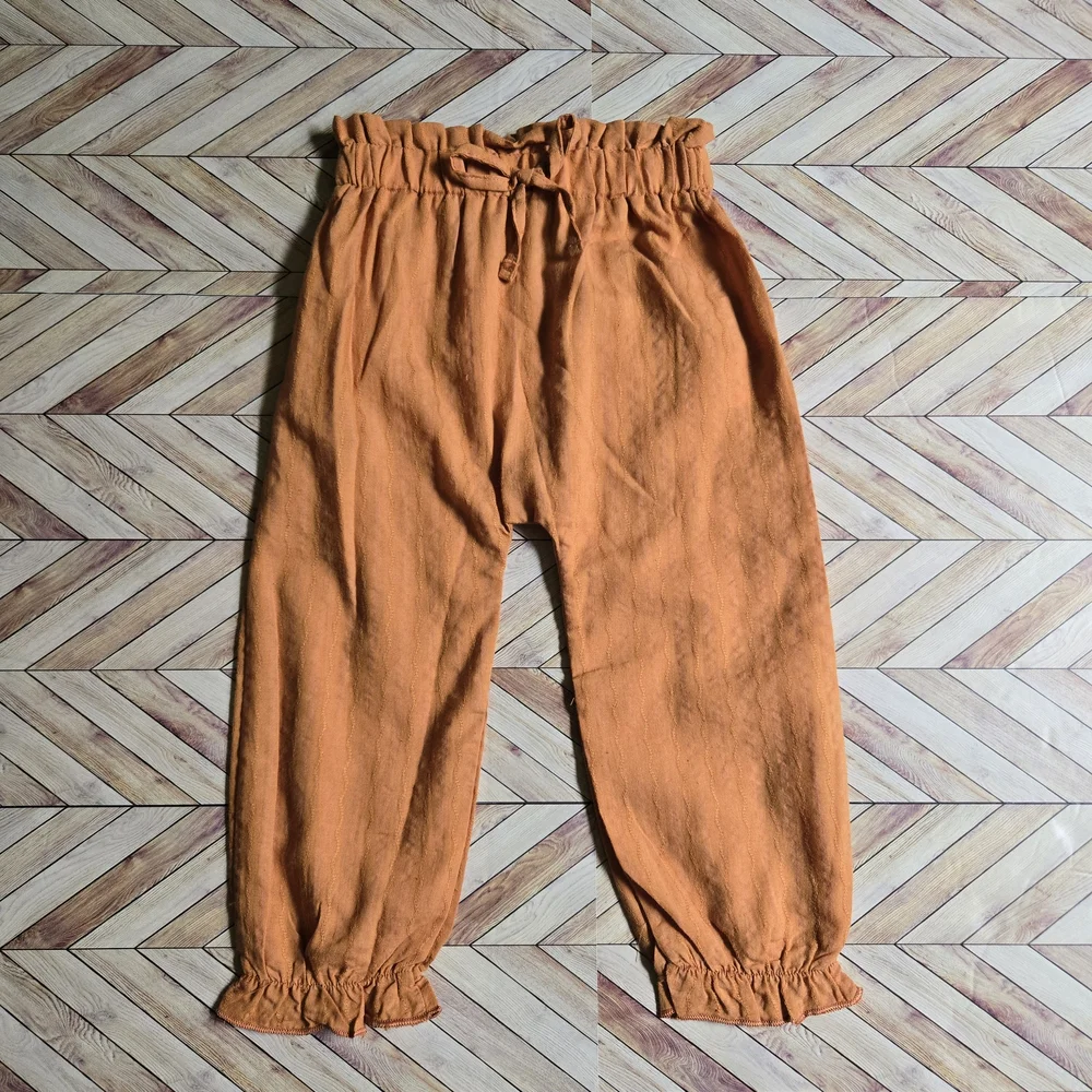 Baby Boy Girl High Waist Jogger Cotton Linen Pants Lightweight Bottoms 18-24M