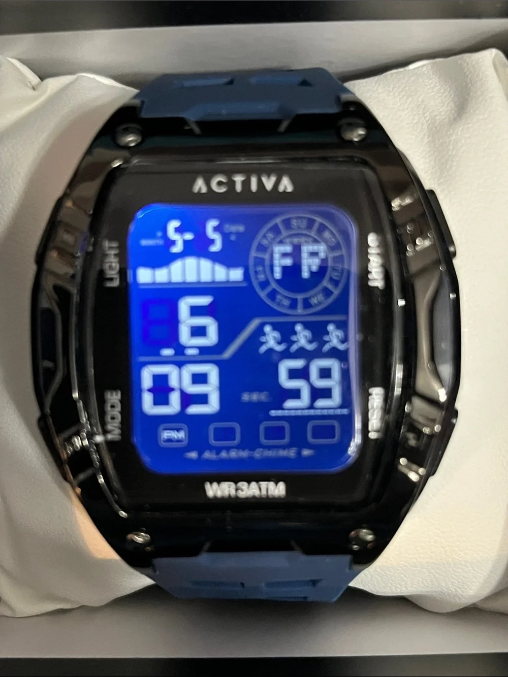 Activa Zalix X Invicta Digital Men's Watch - 46mm, Blue, Black (ACW8130-005)